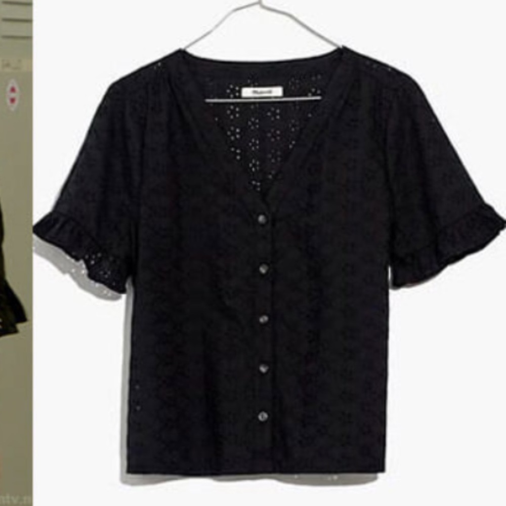 Madewell Eyelet Village Ruffle Sleeve Top